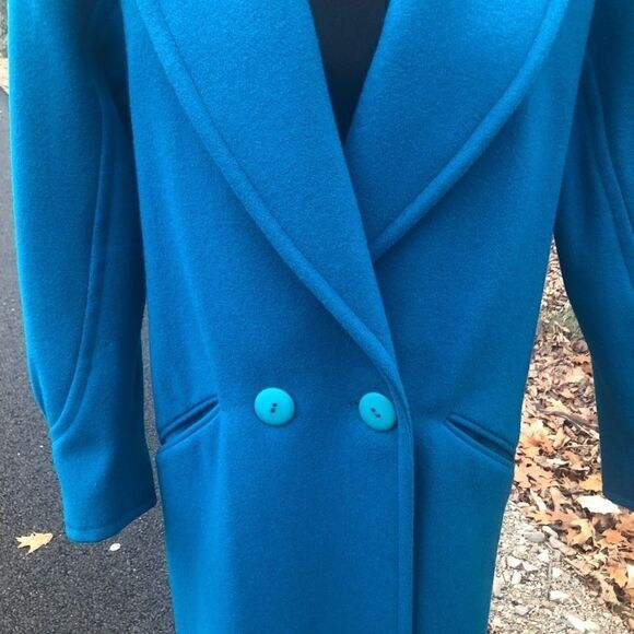 Vintage Ashley Scott Size 6 100% Wool Aqua Coat!! - Picture 13 of 16
